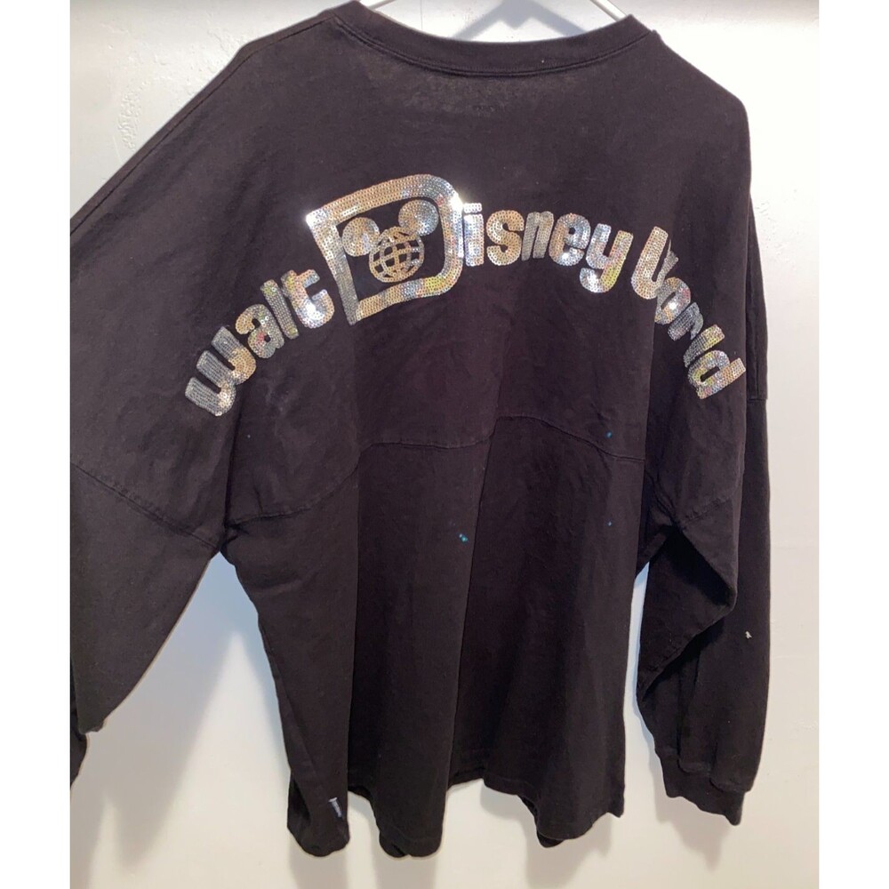 Walt Disney World Parks 100% Cotton Spirit Jersey Black Silver Sequins XXL
